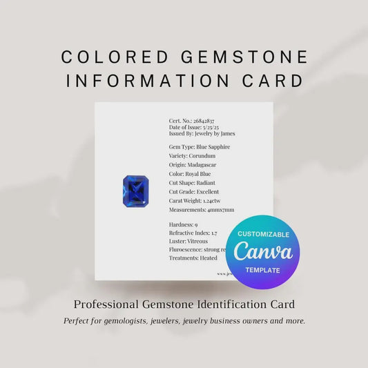 Gemstone Certificate Card Template Square (DIGITAL)