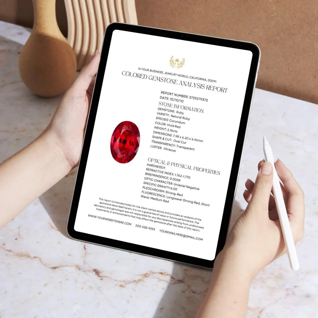 Two Page Colored Gemstone Analysis Report No Border Template | Instant Download