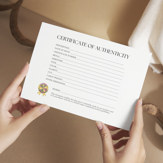 Jewelry Certificate of Authenticity Pack (PHYSICAL COPIES + PDF)
