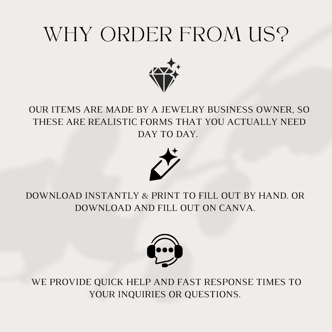 Diamond Inventory Tracker Printable PDF & Canva Template