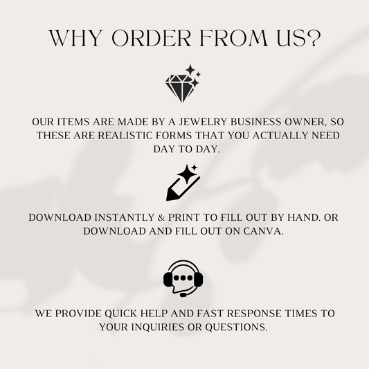 Diamond Inventory Tracker Printable PDF & Canva Template