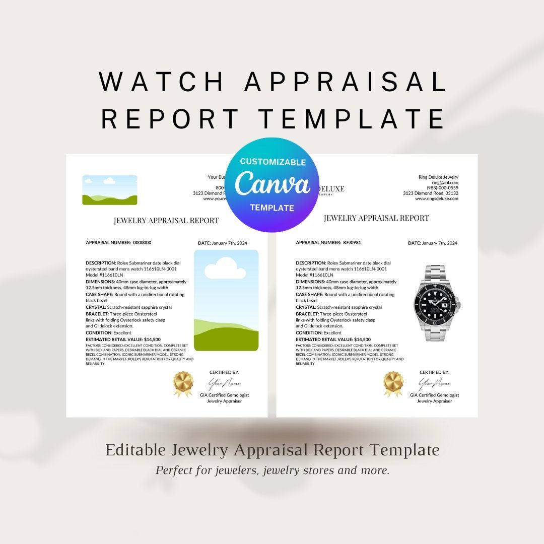 watch appraisal template printable pdf