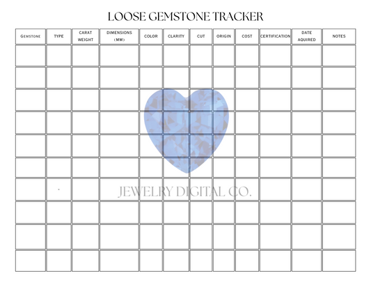 loose diamond gemstone tracker template pdf printable
