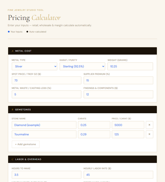 Fine Jewelry Pricing Calculator (DIGITAL)