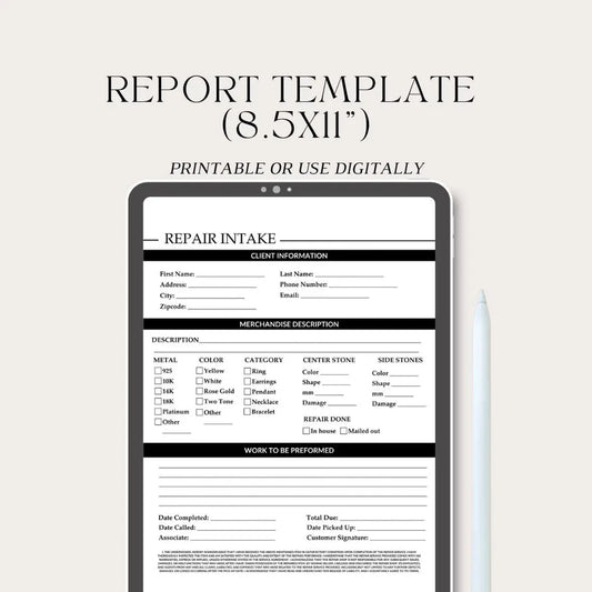 Jewelry Repair Intake Form PDF (Digital)