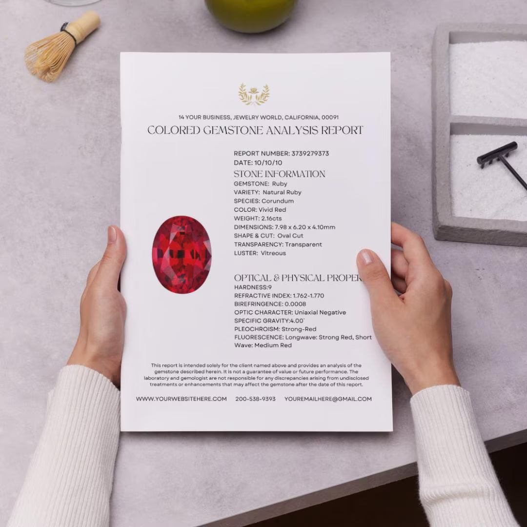 Colored Gemstone Analysis 2 Page Official Professional Report PDF Instant Download Template (DIGITAL)