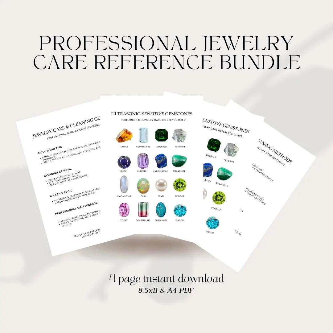 Ultrasonic Gemstone Care Guide Chart Printable PDF (DIGITAL)