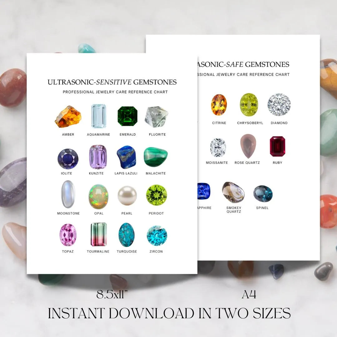 Ultrasonic Gemstone Care Guide Chart Printable PDF (DIGITAL)