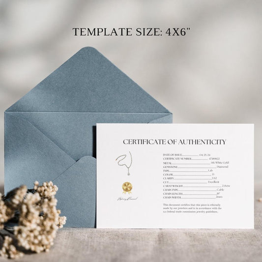 Jewelry Certificate of Authenticity 4 Page Bundle Official Professional Instant Download Template (DIGITAL)