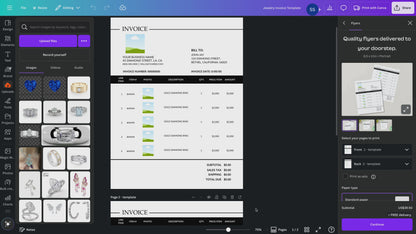 Jewelry Invoice Canva PDF Template | Instant Download