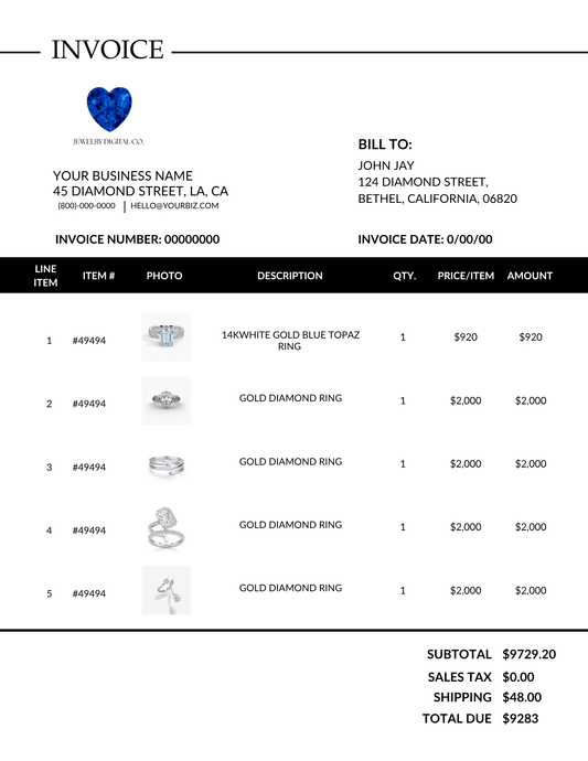 Jewelry Invoice Canva PDF Template | Instant Download